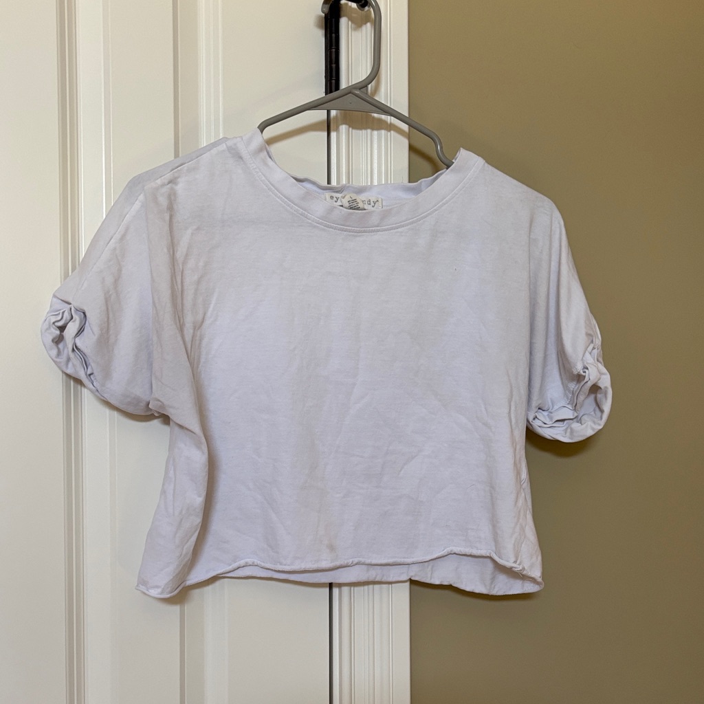Cropped Short Sleeve Women's Top - White